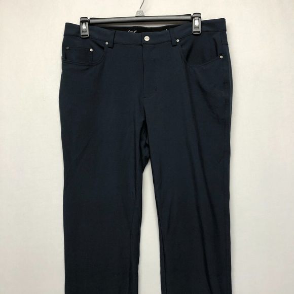 Greg Norman Men Flat Front Chino Golf Pants Size 36x32 Blue Polyester M128 -19 - Picture 11 of 15